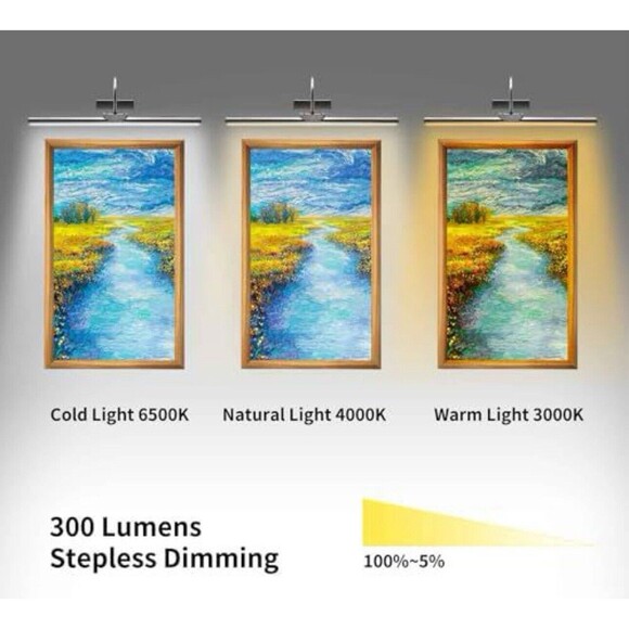 Wireless Picture Lights Rechargeable Battery Remote Dimmable Timer Metal 2 Pack - Picture 2 of 5